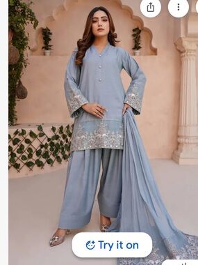 ЗРС EMBROIDERED FARSHI SHALWAR CHIFFON EMBROIDERED
BORDERED DUPATTA